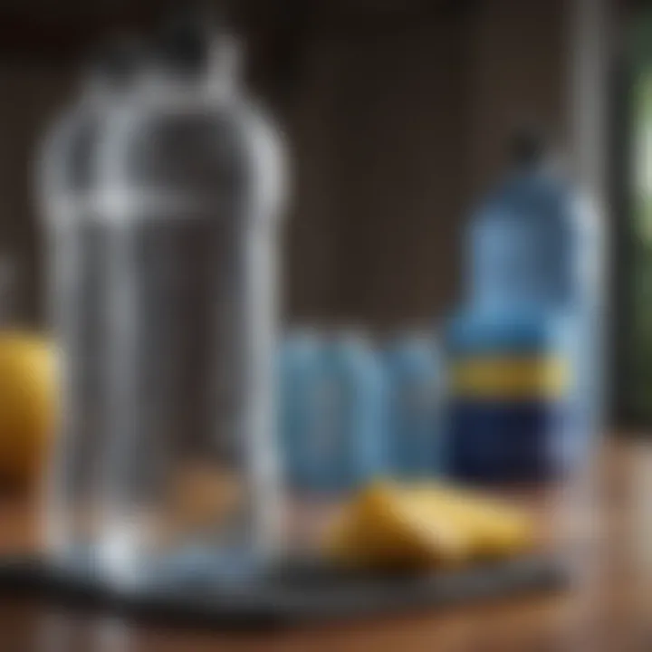 Hydration station with water bottles and electrolyte drinks