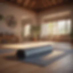 A serene yoga mat laid out in a calming environment