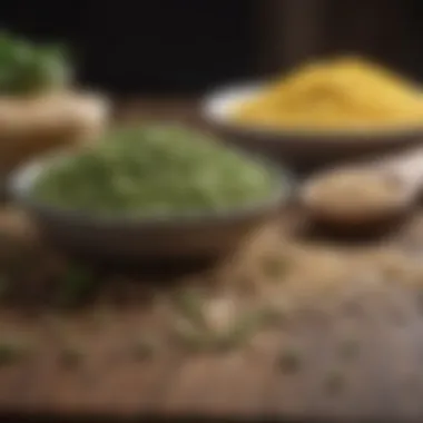 Various alternative protein sources like peas, hemp, and rice on a table