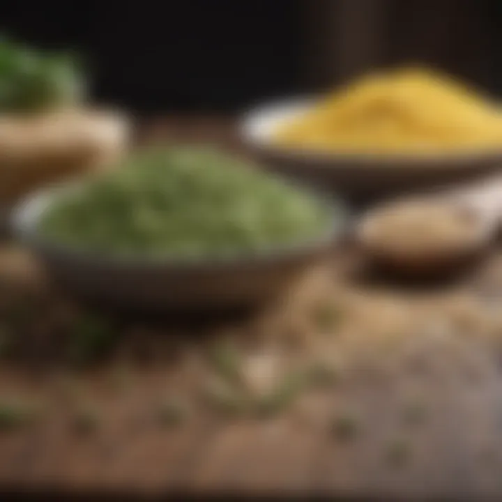 Various alternative protein sources like peas, hemp, and rice on a table