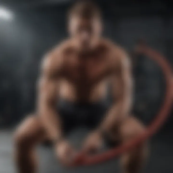 An individual performing a dynamic battle rope exercise in a fitness setting