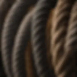 A detailed view of various battle ropes showcasing texture and material quality