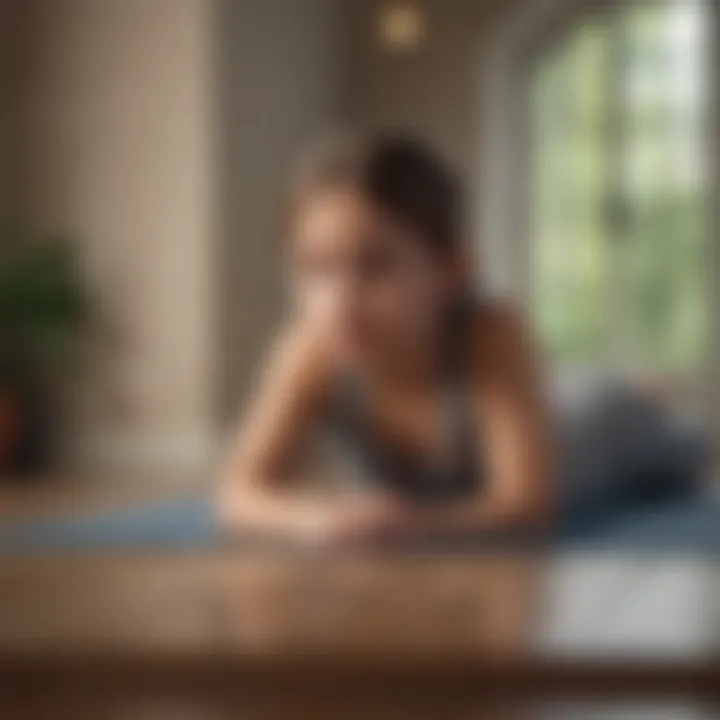 A tranquil scene showcasing child's pose with calming elements