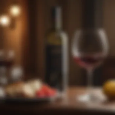 Elegant Wine with a Light Meal Elegant glass of wine with a light meal on a table