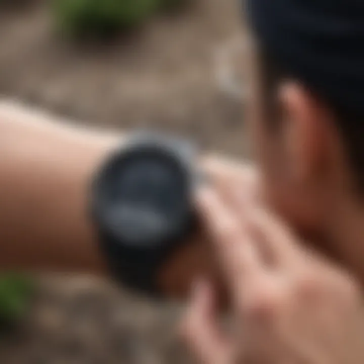 User interacting with Garmin watch interface