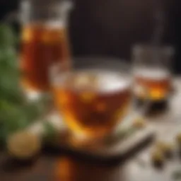 A soothing herbal tea made from ginger and honey in a cozy setting