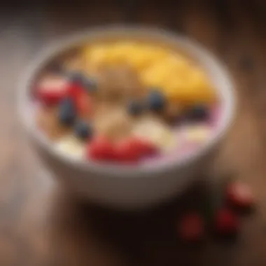 Nutritious smoothie bowl adorned with fruits, seeds, and granola