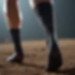 A close-up view of high-performance socks showcasing their advanced fabric technology.