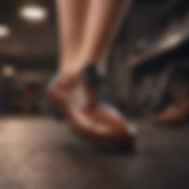 Shoe fitting demonstration emphasizing support and fit