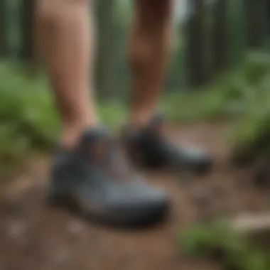 Various trail shoe models displayed for comparison