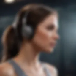 A stylish and ergonomic wireless headset designed for workouts
