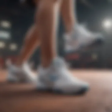 Enhanced Performance with Proper Fit Player in action wearing supportive tennis shoes