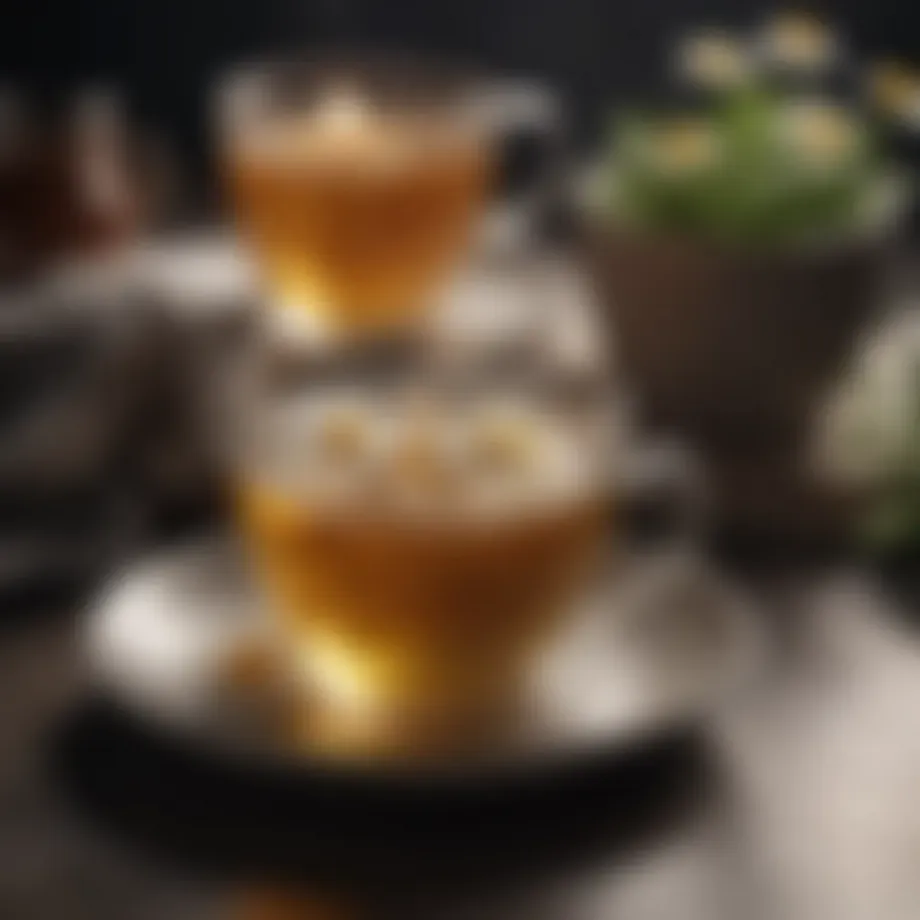 A serene night scene with a cup of chamomile tea beside a softly glowing candle.