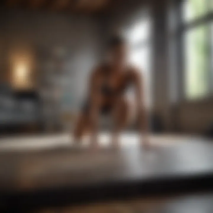 Individual performing bodyweight exercise in living room