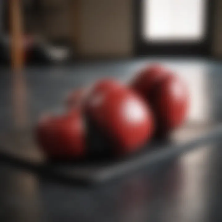 A pair of boxing gloves resting on a training mat, symbolizing safety and comfort in training