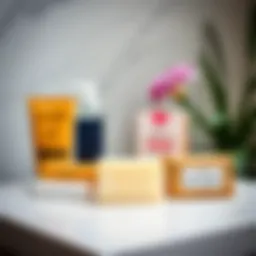 An array of specialized soaps for butt acne treatment displayed elegantly.