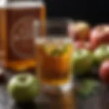 A glass of apple cider vinegar with fresh apples and herbs