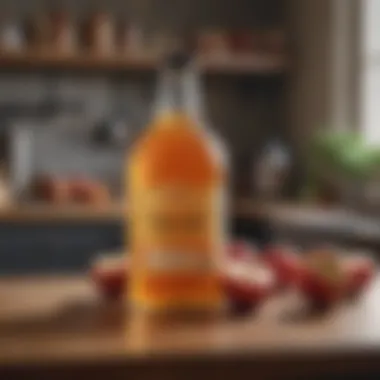 A serene kitchen setting with apple cider vinegar and wellness products