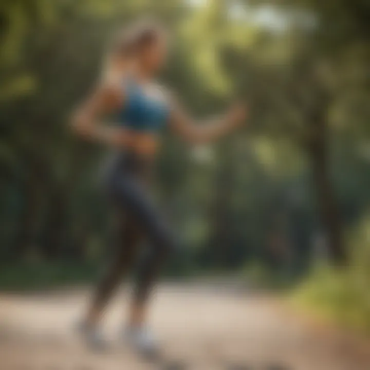 Individual performing a rhythmic cardio exercise routine outdoors