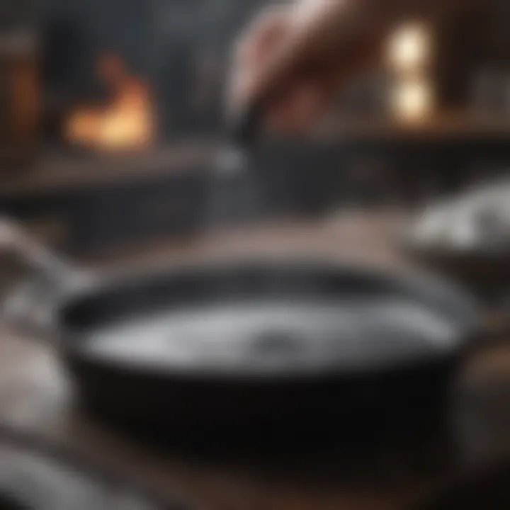 A collection of cleaning tools specifically for maintaining cast iron cookware.