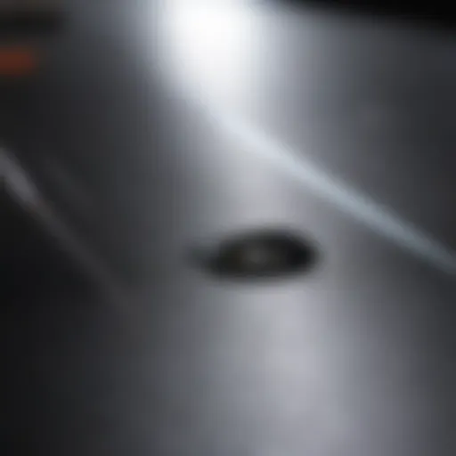 Close-up of a pristine iron surface reflecting light