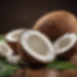 A jar of organic coconut oil with a fresh coconut beside it
