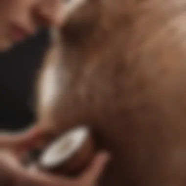 A close-up of coconut oil being applied to skin