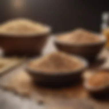 Nutritional benefits of whole grains displayed on a table