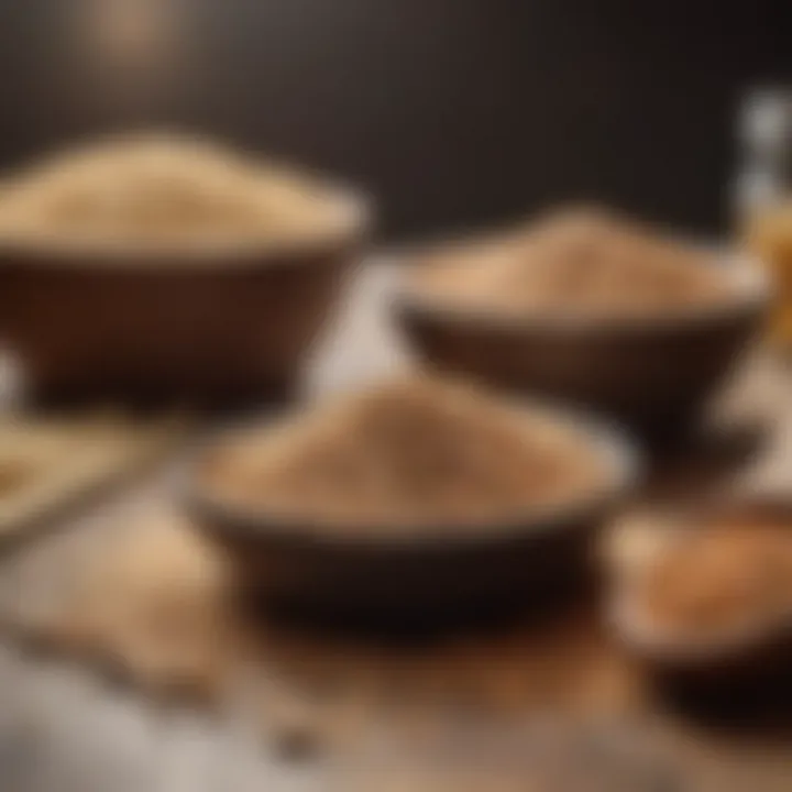 Nutritional benefits of whole grains displayed on a table