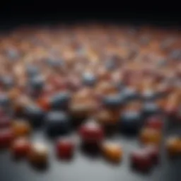 Diverse range of amino acid supplement capsules displayed elegantly
