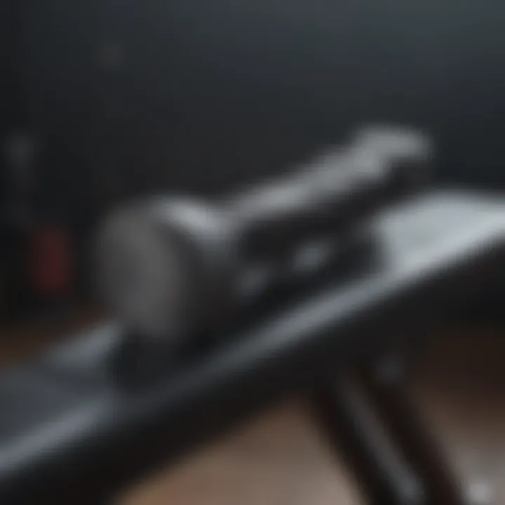 Close-up of the adjustable features of a weight bench