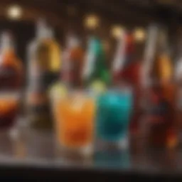 Colorful array of beverages at a party