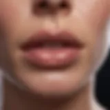 Close-up view of blisters on lips highlighting their texture and appearance.