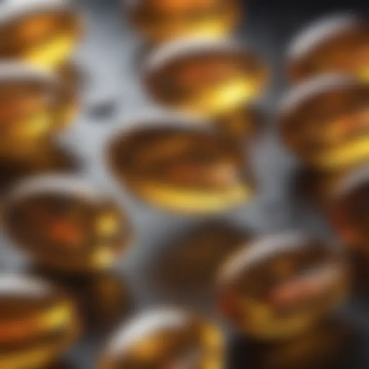 Close-up view of fish oil capsules highlighting purity and quality