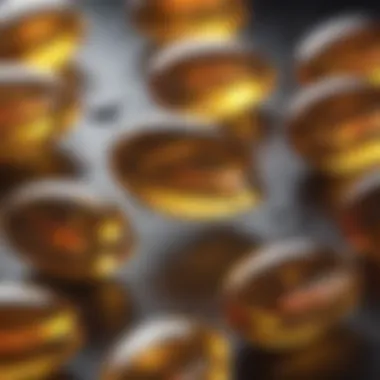 Pure and High-Quality Fish Oil Capsules Close-up view of fish oil capsules highlighting purity and quality