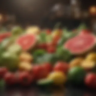 Fresh fruits and vegetables arranged beautifully