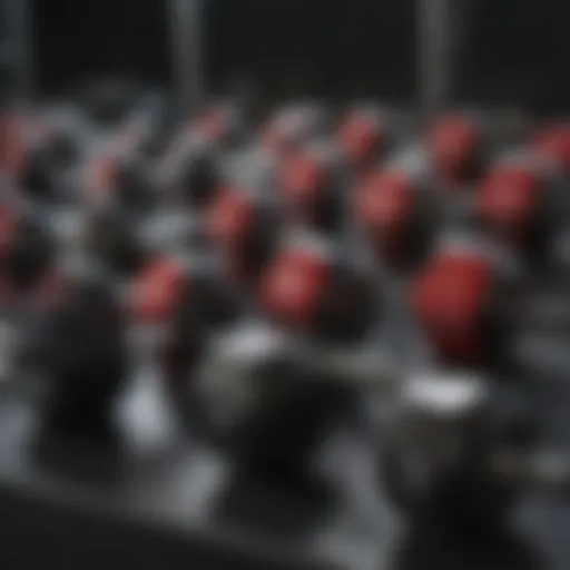 A diverse range of dumbbells arranged neatly on a rack