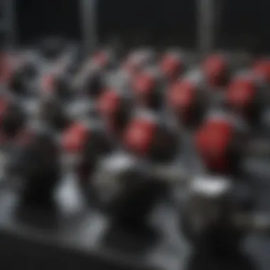 Variety of Dumbbells for Comprehensive Training A diverse range of dumbbells arranged neatly on a rack