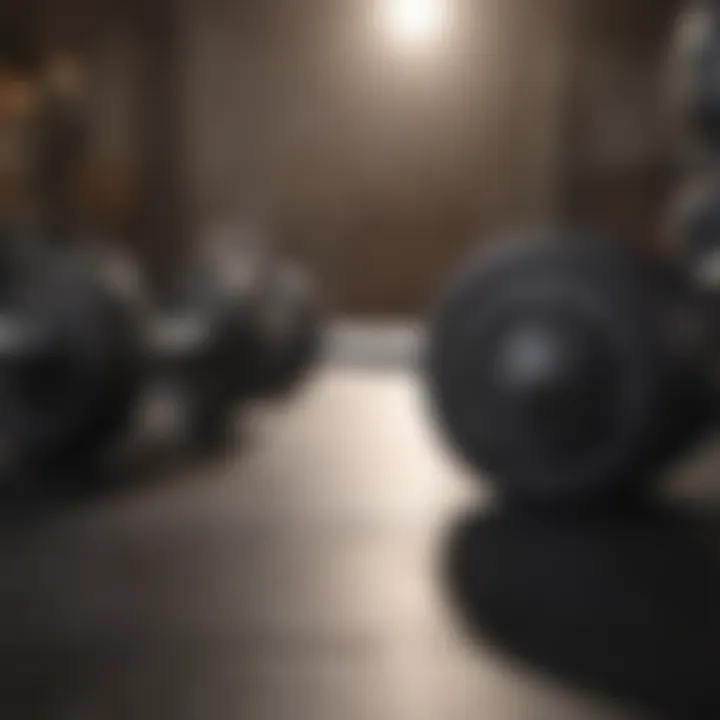 Individual following a structured workout routine with dumbbells