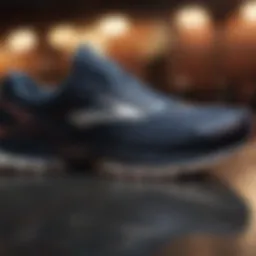 Close-up view of Brooks running shoes showcasing advanced cushioning technology