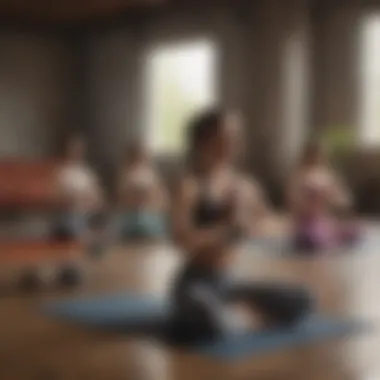 Group of individuals engaging in a yoga class for mental wellness