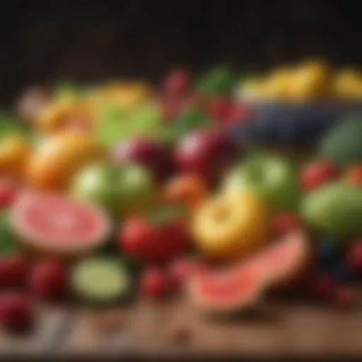 Colorful assortment of fresh fruits and vegetables