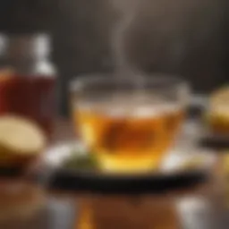 Soothing herbal tea with lemon and honey