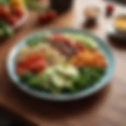 A colorful plate filled with fresh vegetables and lean protein, showcasing a healthy meal option.