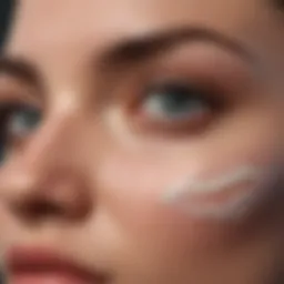 Close-up of a soothing cream applied to facial skin.