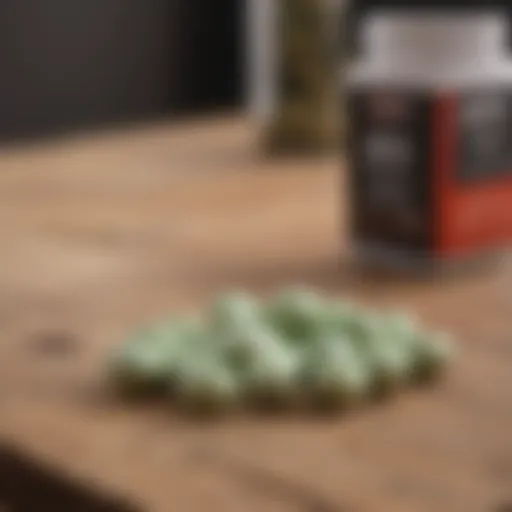 Keto pills displayed on a wooden table