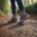 Comfortable walking shoes on a path