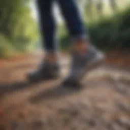 Comfortable walking shoes on a path