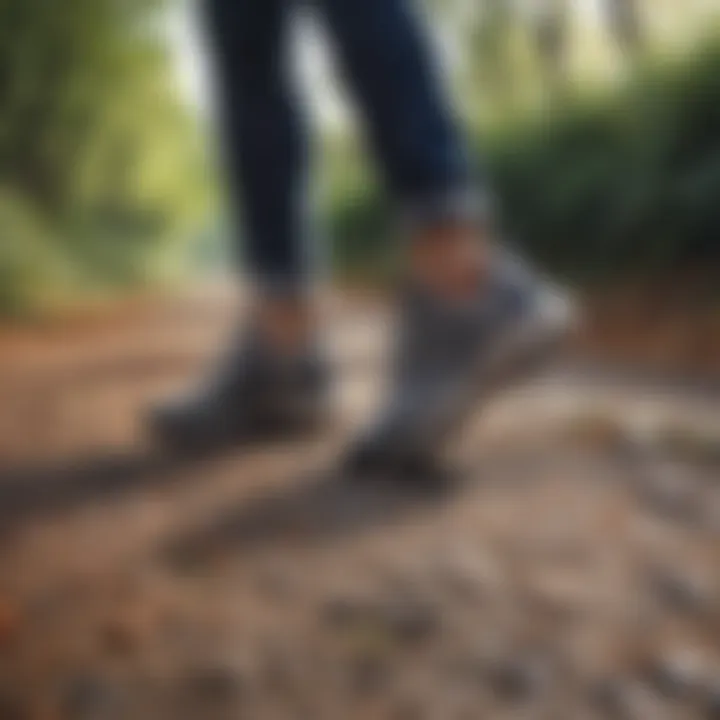 Comfortable walking shoes on a path