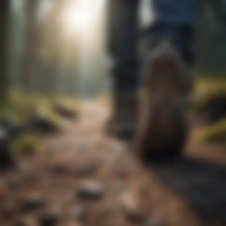 Durable walking shoes on rugged terrain